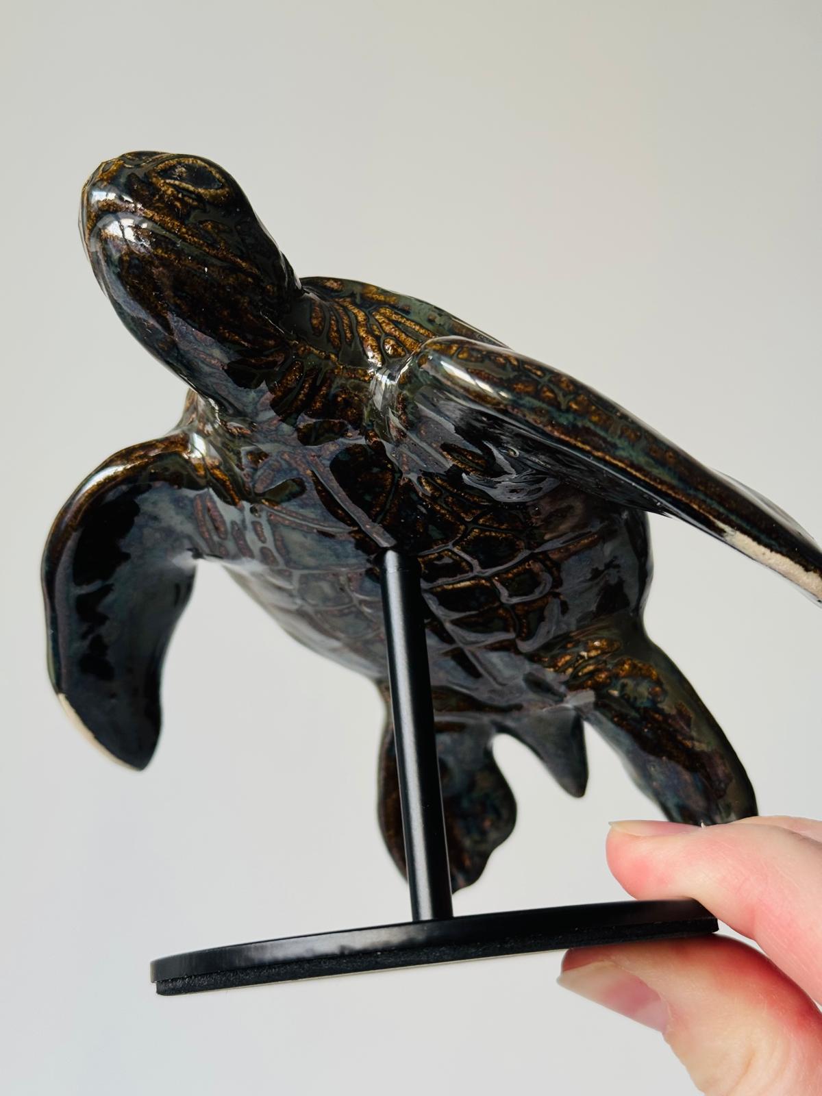 Ceramic Sea Turtle on a stand