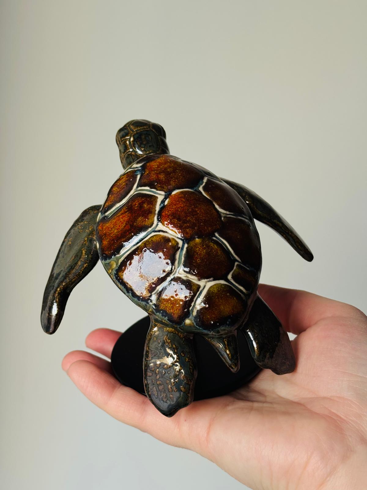 Ceramic Sea Turtle on a stand