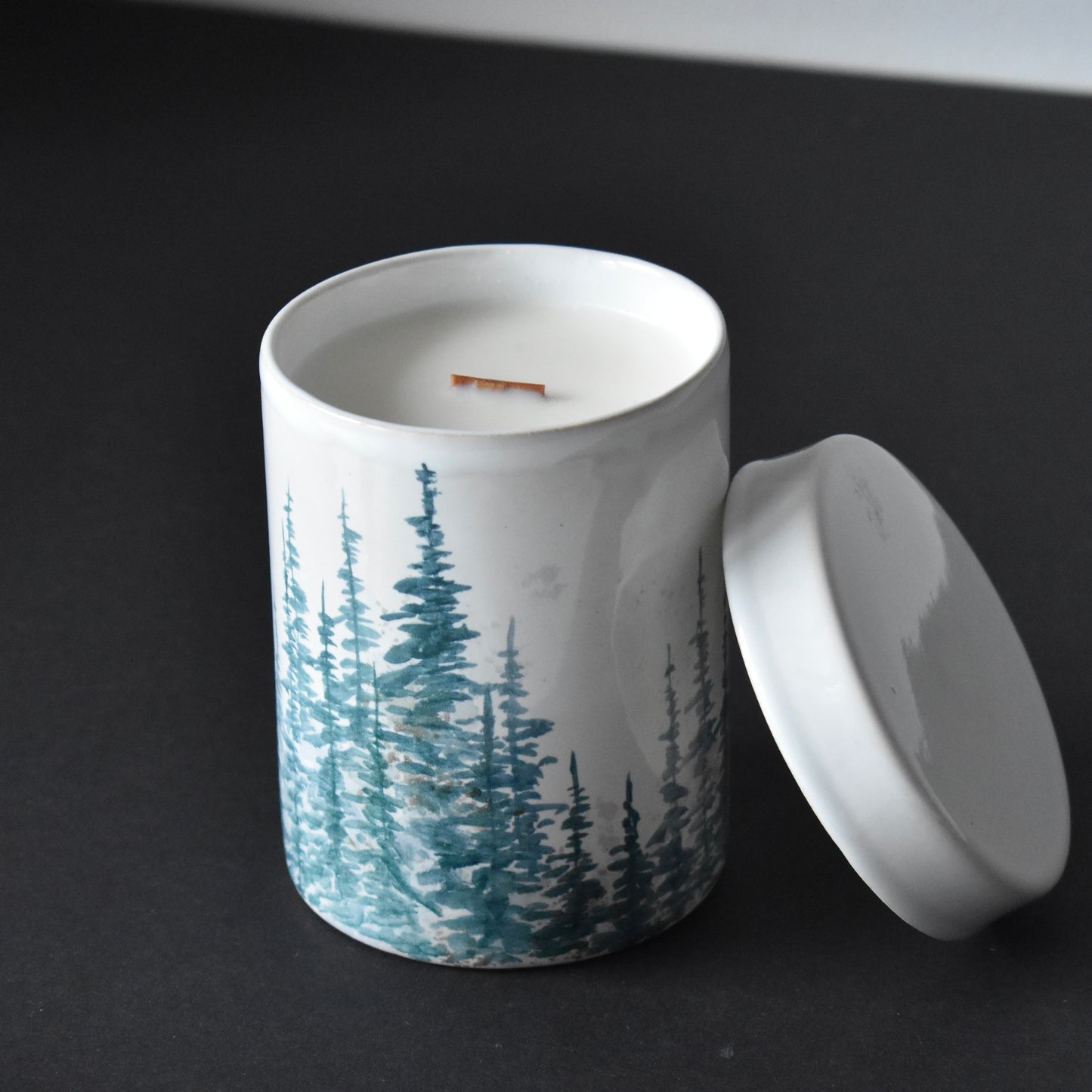 Ceramic jar with candle
